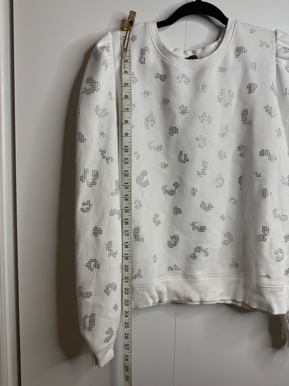 Generation Love White Rhinestone Embellished Leopard Print Sweatshirt Large - Picture 4 of 8